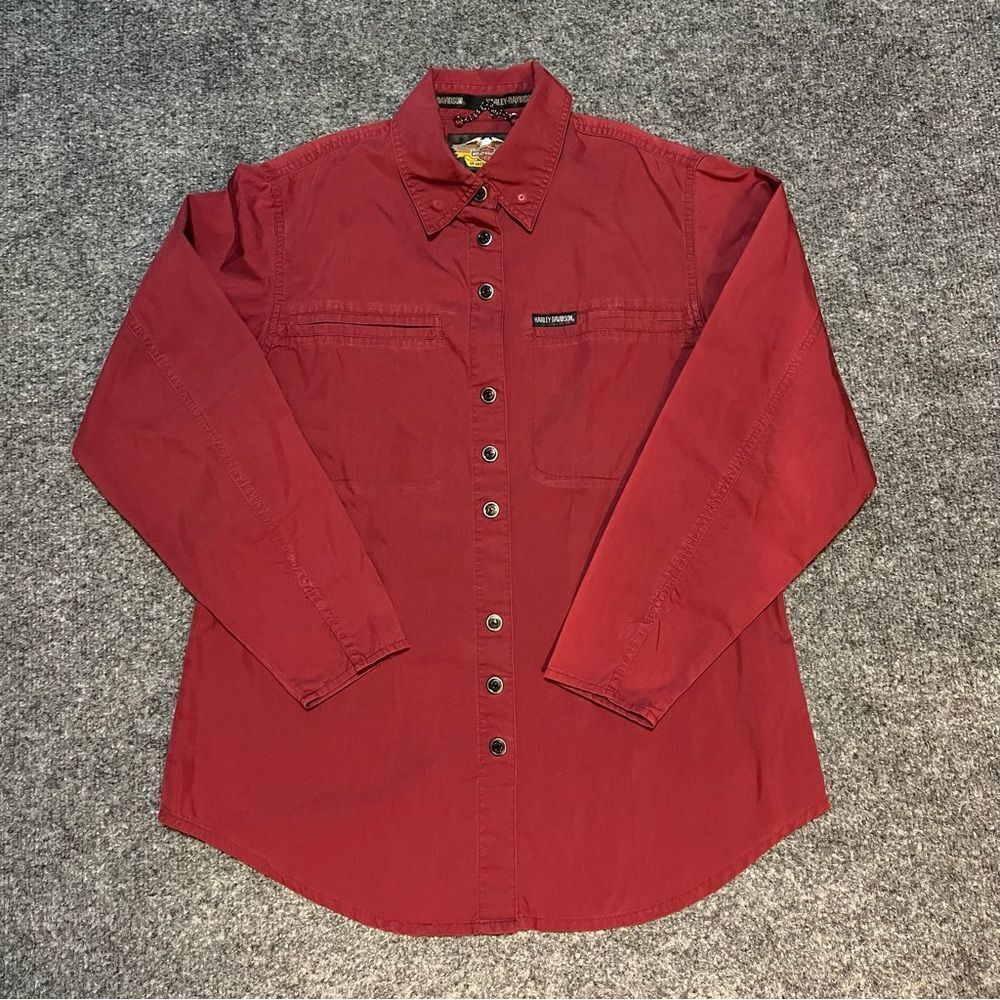 Harley Davidson Motorcycles Snap Button Shirt Bik… - image 1